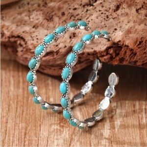 Blue Silver Dangle Earrings with Textured Design